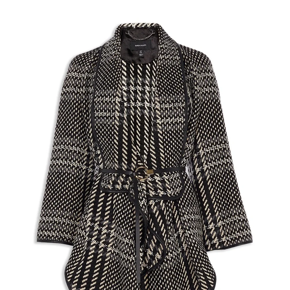 Karen Millen, oversize check wrap coat jacket size US 6, UK 10. - Picture 8 of 8